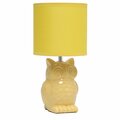 Simple Designs 12.8in Tall Contemporary Ceramic Owl Bedside Table Lamp with Matching Fabric Shade, Dandelion Yellow LT1136-DLN